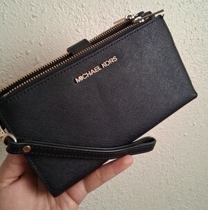 Michael Kors Black Double Zipper Phone Wallet